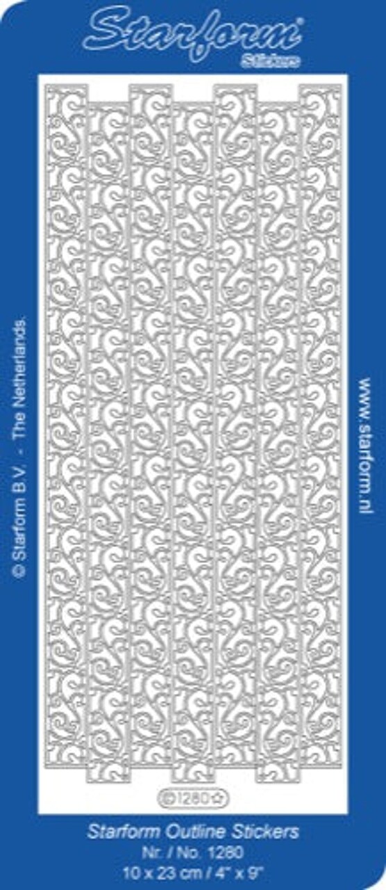 Starform Deco Stickers - Ribbon Border - Decorative Swirl - Silver